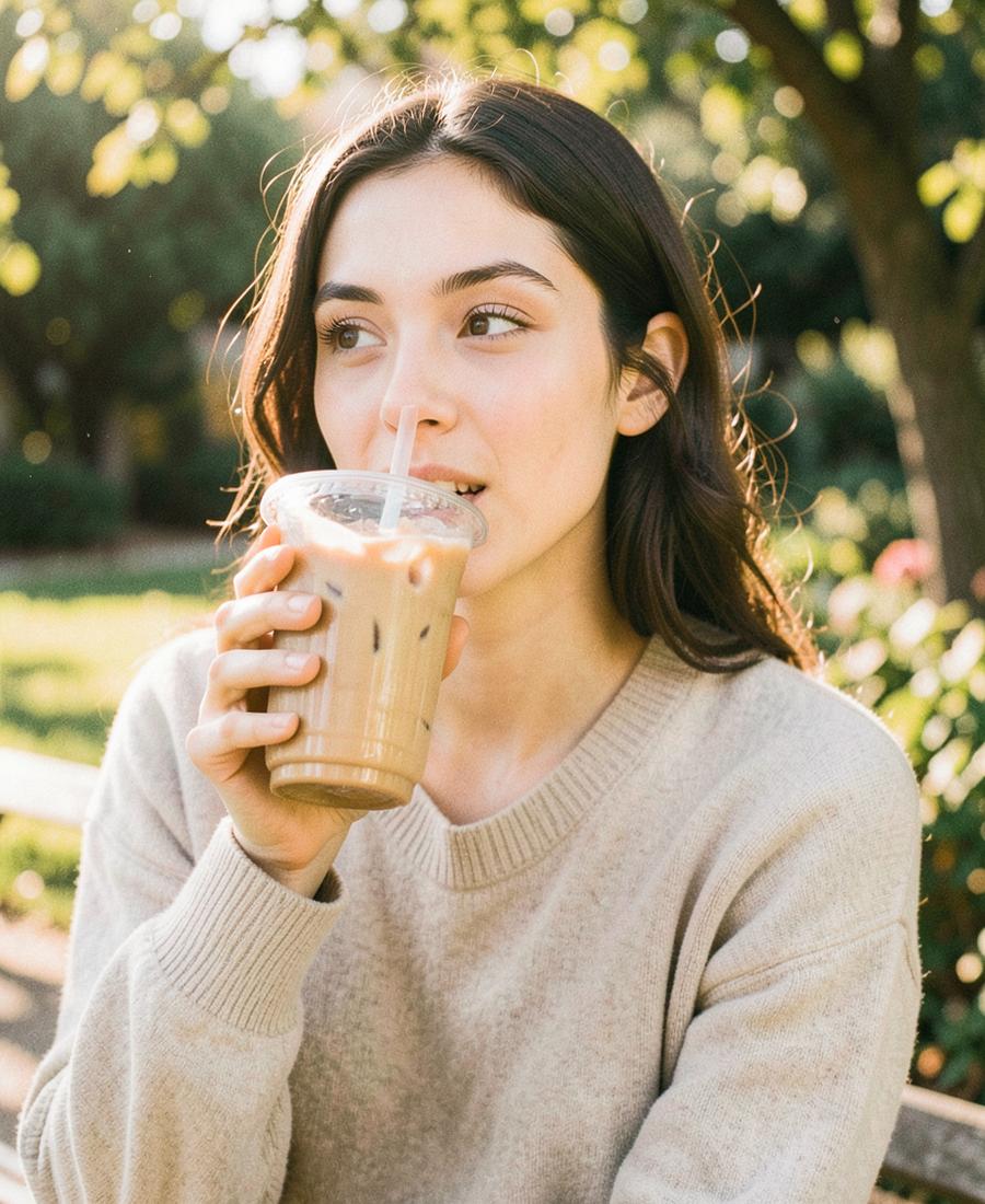 crew community drinking iced coffee