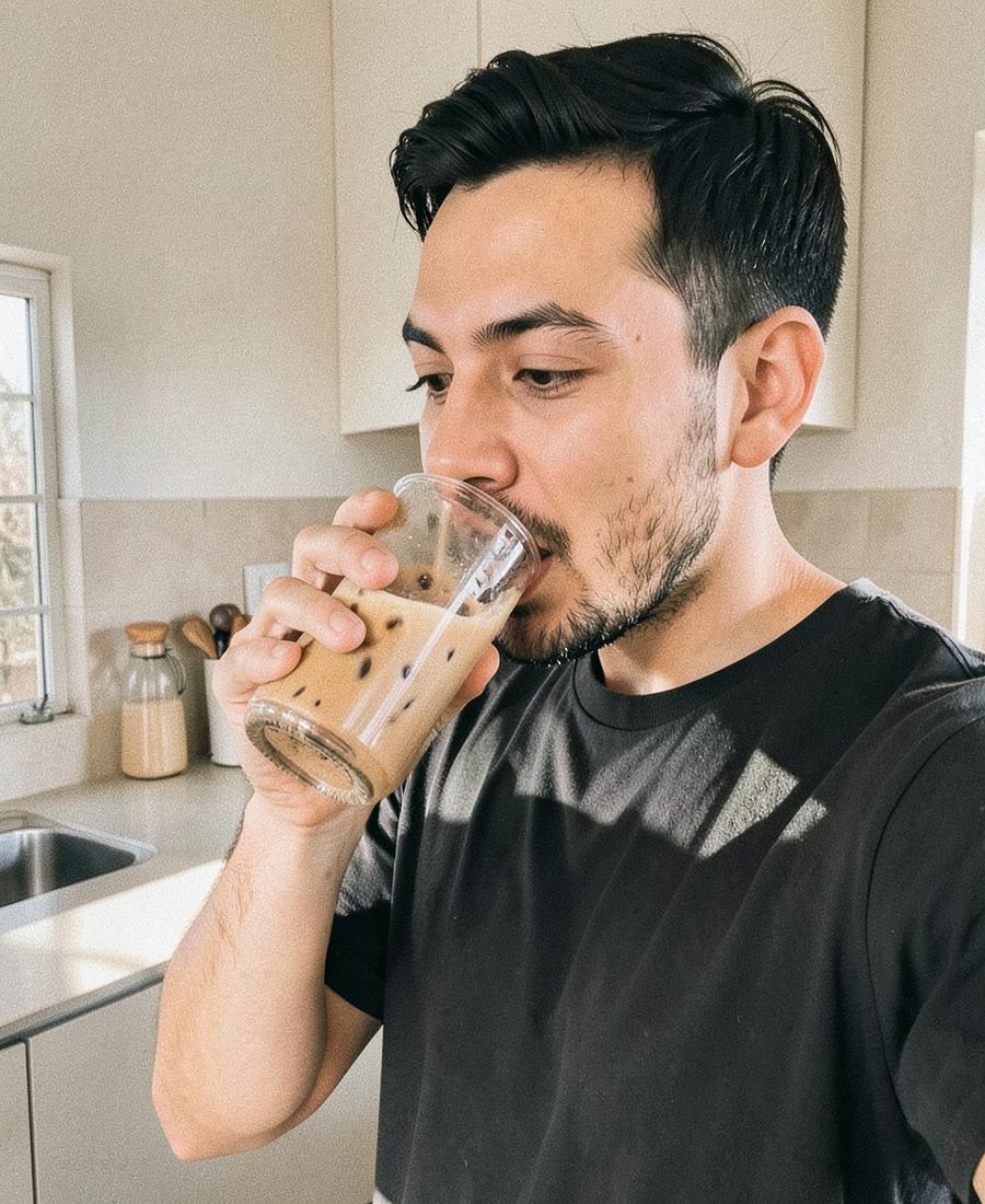 crew community drinking iced coffee